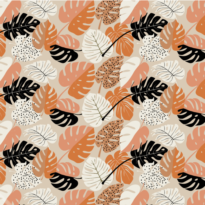 Tissu Imprimé Boho Feuilles Monstera, 10 tissus au choix