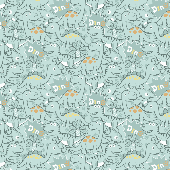 Tissu Imprimé Dino Bleu Vert, 10 tissus au choix