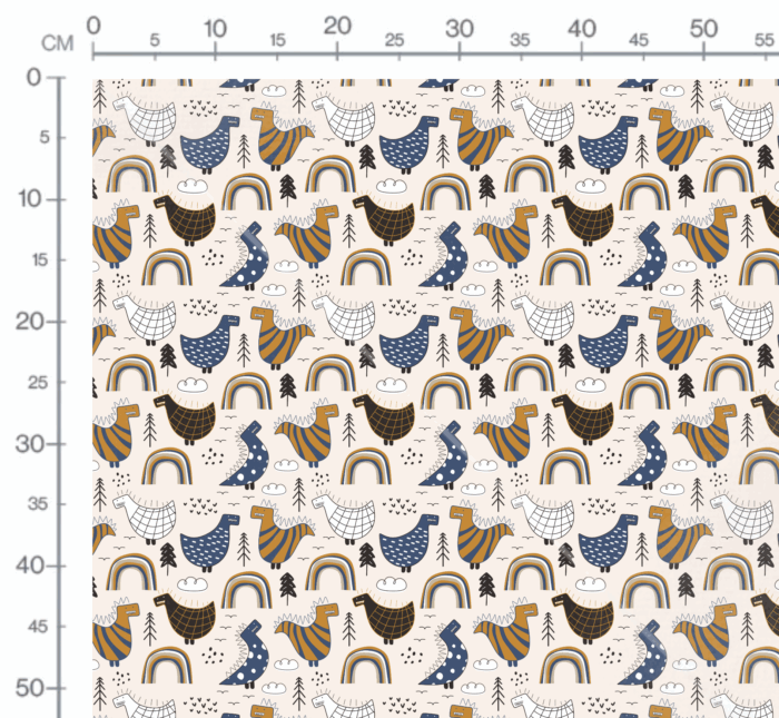 Tissu Imprimé Dino Rigolo Arc-en-ciel, 10 tissus au choix – Image 3