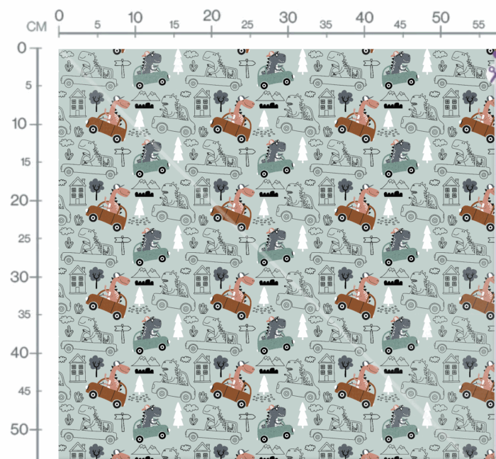 Tissu Imprimé Dino Voitures, 10 tissus au choix – Image 3