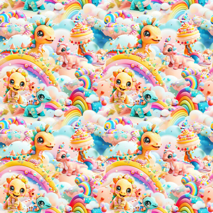 Tissu Imprimé Dinosaure 3d Arc-en-ciel, 10 tissus au choix – Image 4