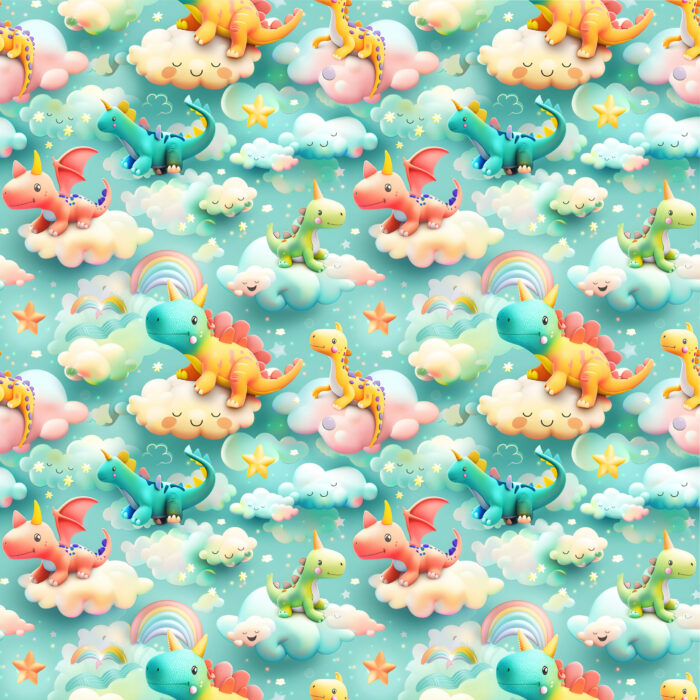 Tissu Imprimé Dinosaure 3d Couleurs, 10 tissus au choix – Image 3
