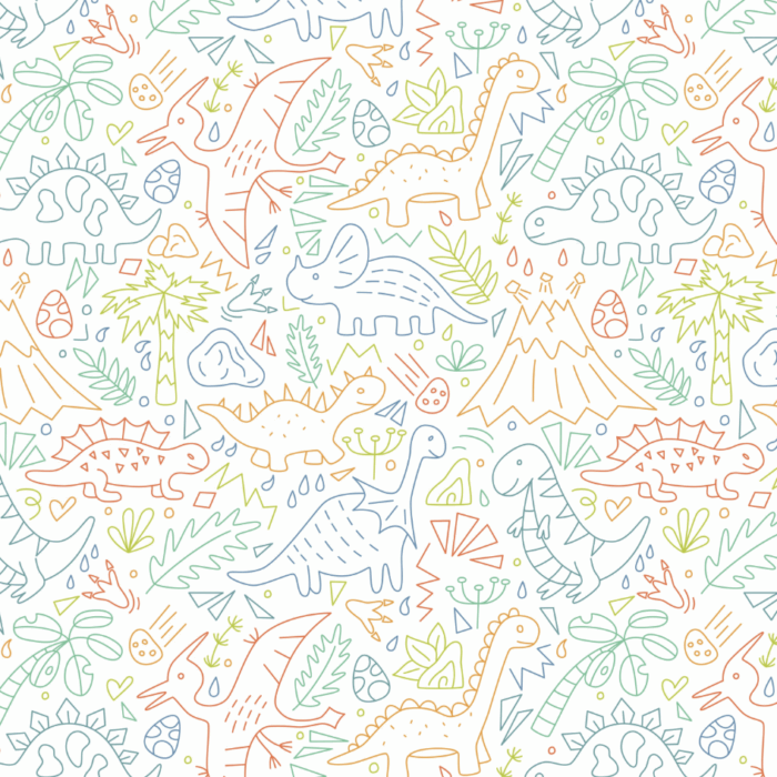 Tissu Imprimé Dinosaure Dessin Couleurs, 10 tissus au choix