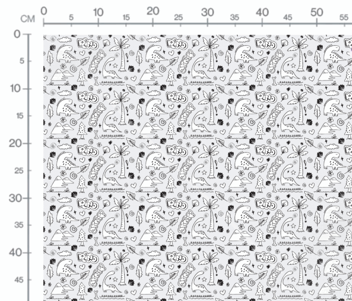 Tissu Imprimé Dinosaure Doodle Gris, 10 tissus au choix – Image 3