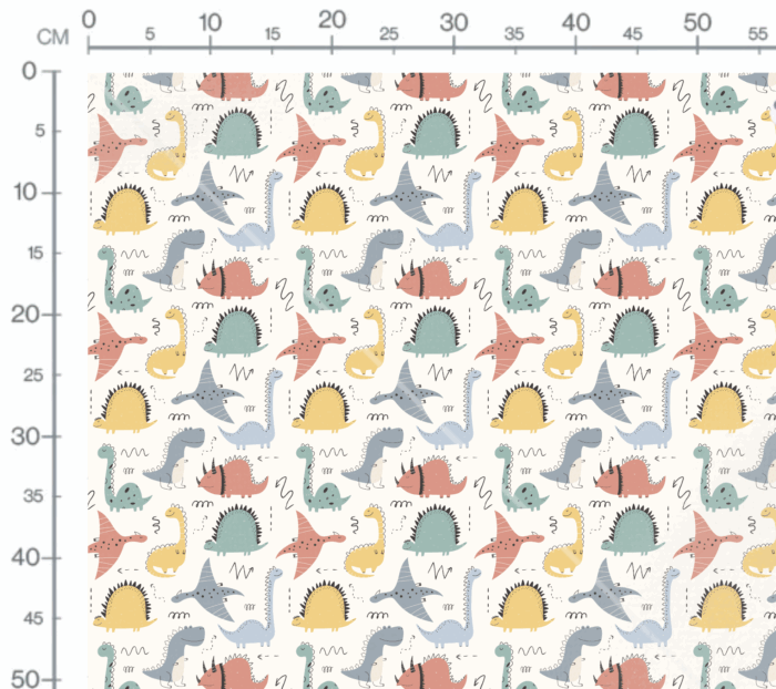 Tissu Imprimé Dinosaure Doodle Pastel, 10 tissus au choix – Image 3