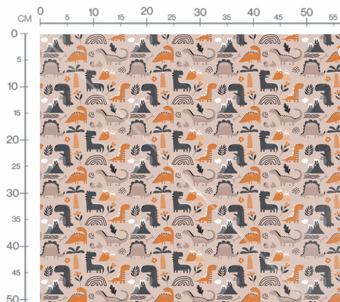 Tissu Imprimé Dinosaure Orange Beige, 10 tissus au choix – Image 2