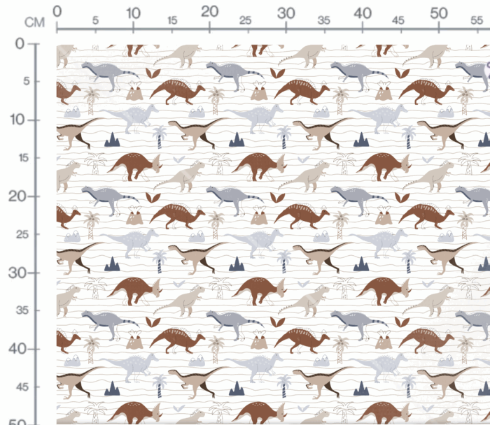 Tissu Imprimé Dinosaure Pastel Rayures, 10 tissus au choix – Image 3
