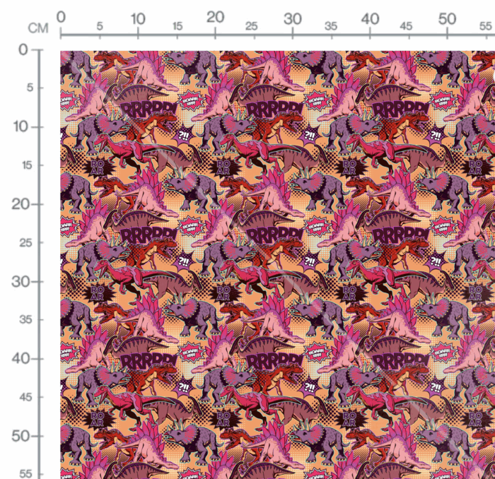Tissu Imprimé Dinosaure Roar Rouge, 10 tissus au choix – Image 3