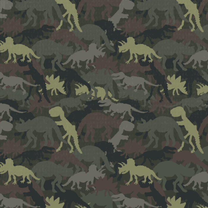 Tissu Imprimé Dinosaure Vert Khaki, 10 tissus au choix
