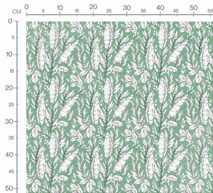 Tissu Imprimé Feuilles Bananier Vert Blanc, 10 tissus au choix – Image 3