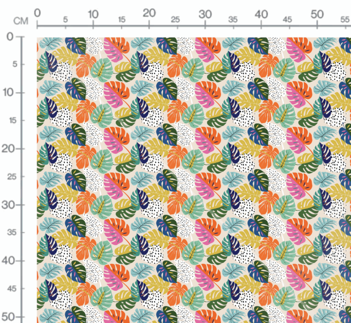 Tissu Imprimé Feuilles Couleurs Monstera, 10 tissus au choix – Image 3