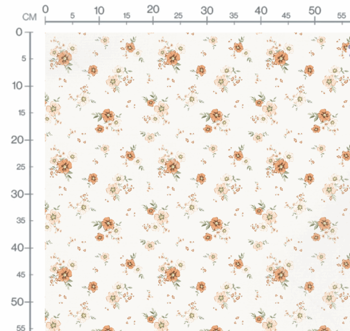Tissu Imprimé Fleurs Delicatesse Orange, 10 tissus au choix – Image 3