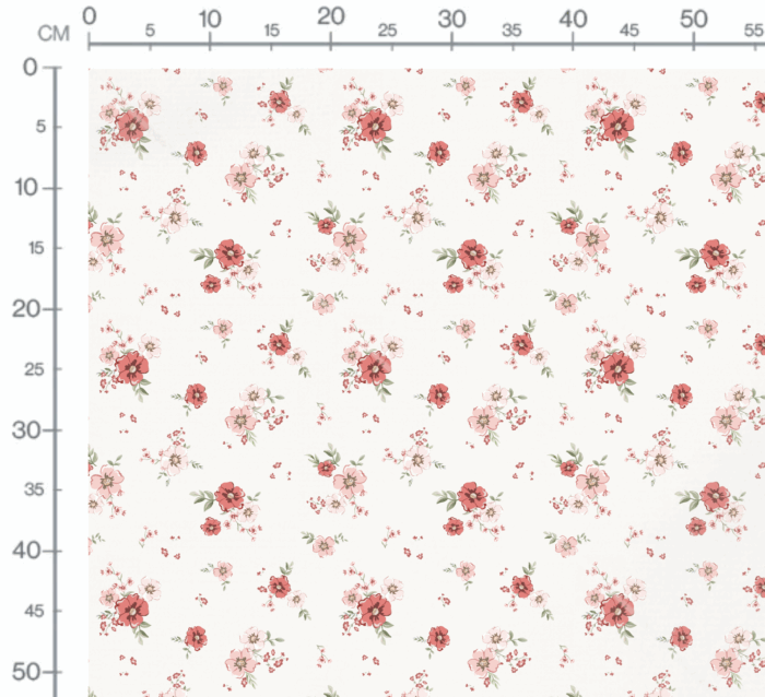 Tissu Imprimé Fleurs Delicatesse Rouge, 10 tissus au choix – Image 2