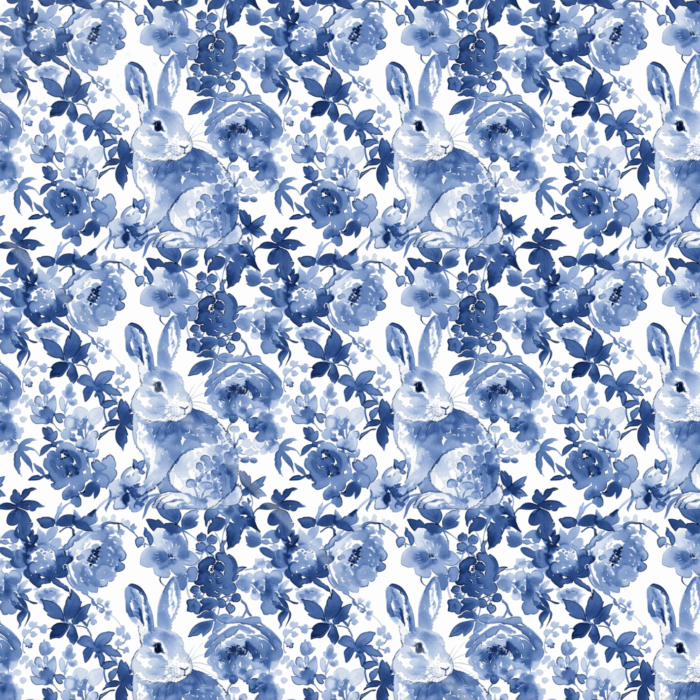 Tissu Imprimé Lapin Aquarelle Bleu, 10 tissus au choix