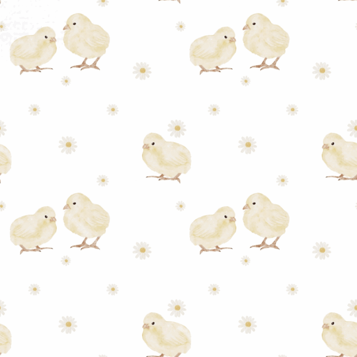 Tissu Imprimé Poussin Paquerette Blanc, 10 tissus au choix