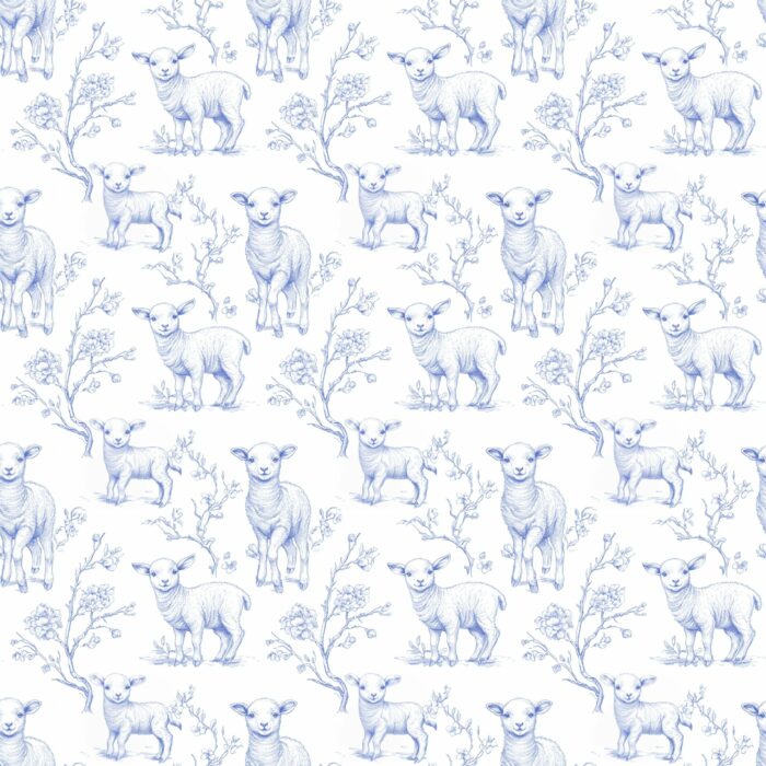 Tissu Inspiration Toile de Jouy Agneau Blanc, 11 tissus au choix