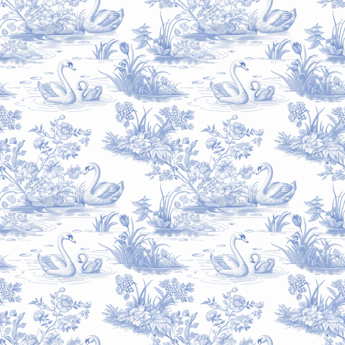 Tissu Inspiration Toile de Jouy Cygne Bebe, 11 tissus au choix