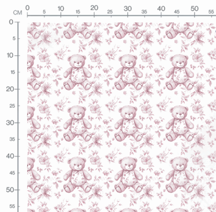 Tissu Inspiration Toile de Jouy Ourson Vintage Rose, 11 tissus au choix – Image 3