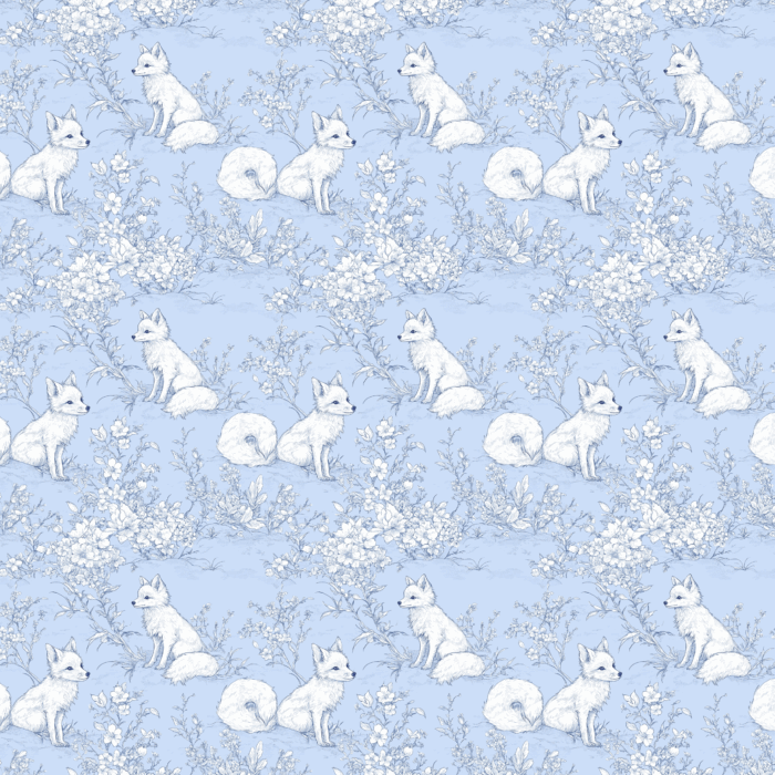 Tissu Inspiration Toile de Jouy Renard Bleu, 11 tissus au choix