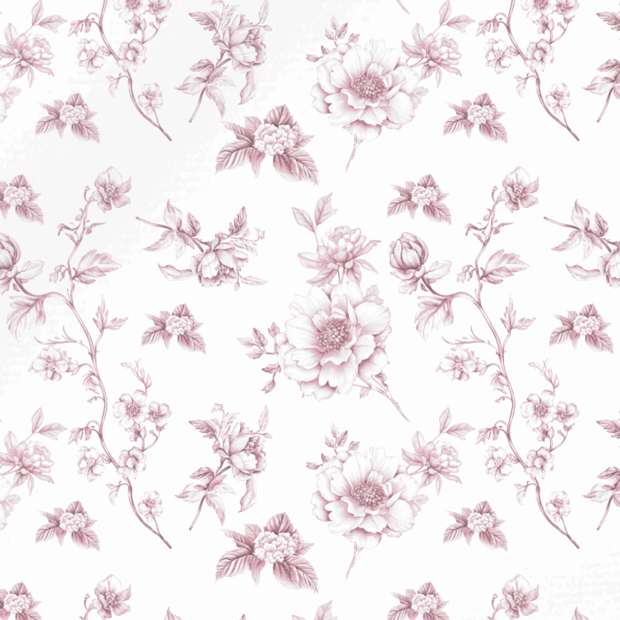 Tissu Inspiration Toile de Jouy Fleurs Serenite Rose, 11 tissus au choix