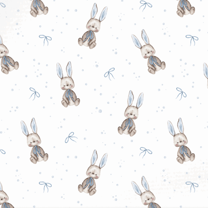 Tissu Imprimé Lapin Noeud Papillon Bleu, 10 tissus au choix