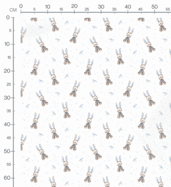 Tissu Imprimé Lapin Noeud Papillon Bleu, 10 tissus au choix – Image 2