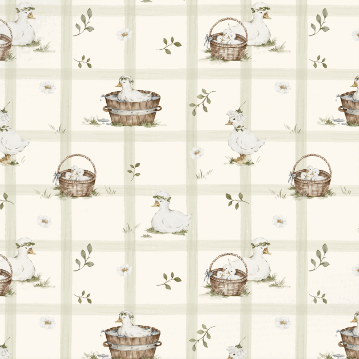 Tissu Imprimé Canard Vichy Vert, 10 tissus au choix