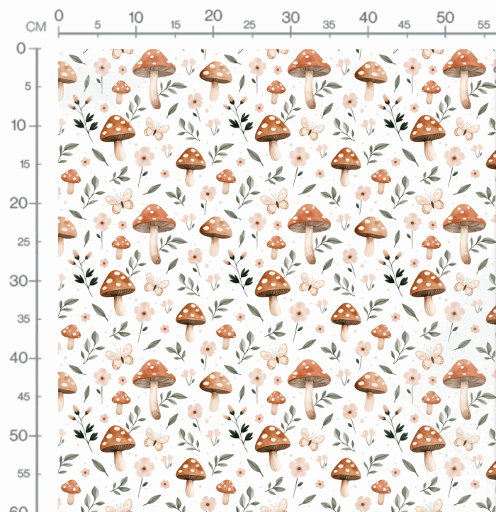 Tissu Imprimé Champignons Boho Fleurs, 10 tissus au choix – Image 2