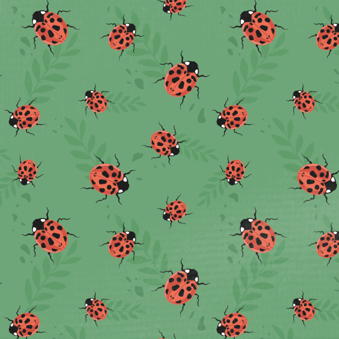 Tissu Imprimé Coccinelle Feuille, 10 tissus au choix