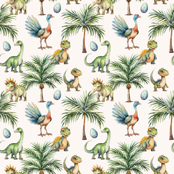 Tissu Imprimé Dino et Palmiers, 10 tissus au choix