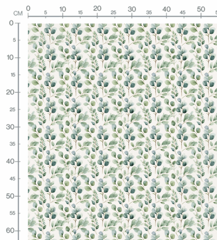 Tissu Imprimé Eucalyptus Feuilles Creme, 10 tissus au choix – Image 2