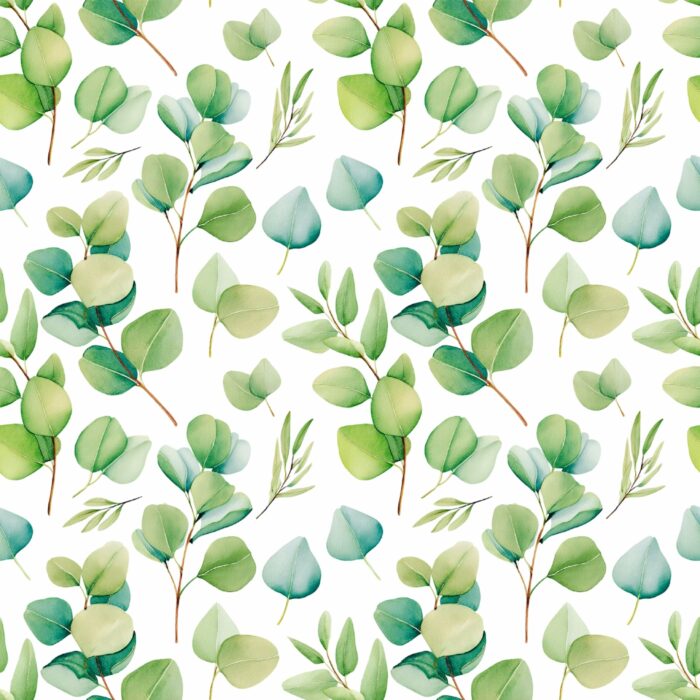 Tissu Imprimé Eucalyptus Feuilles Vert, 10 tissus au choix