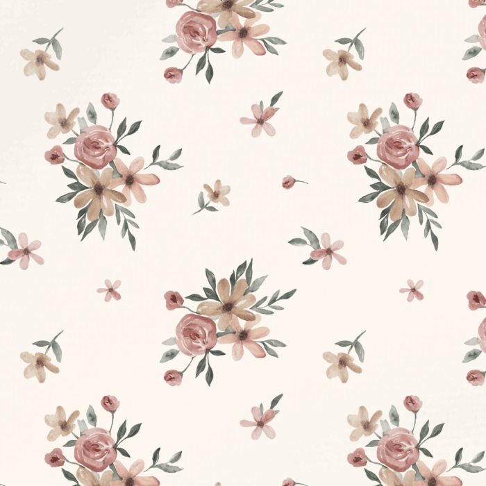 Tissu Imprimé Fleurs Blush Bouquet Creme, 10 tissus au choix