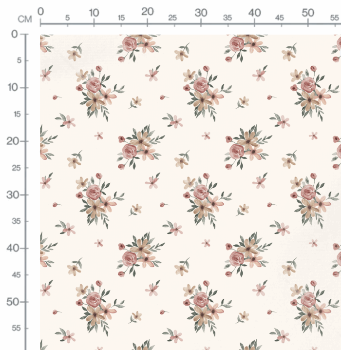 Tissu Imprimé Fleurs Blush Bouquet Creme, 10 tissus au choix – Image 2
