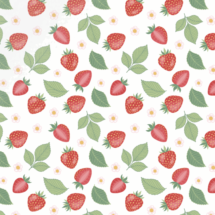 Tissu Imprimé Fraises et Feuilles, 10 tissus au choix