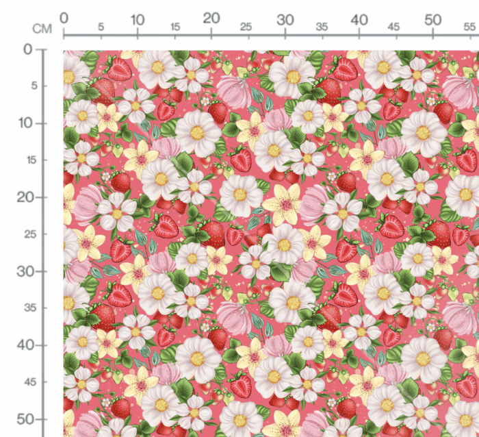 Tissu Imprimé Fraises et Fleurs Blanches, 10 tissus au choix – Image 3