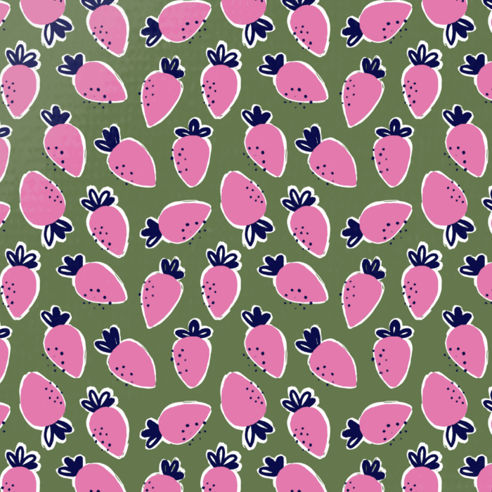 Tissu Imprimé Fraises Fond Vert, 10 tissus au choix