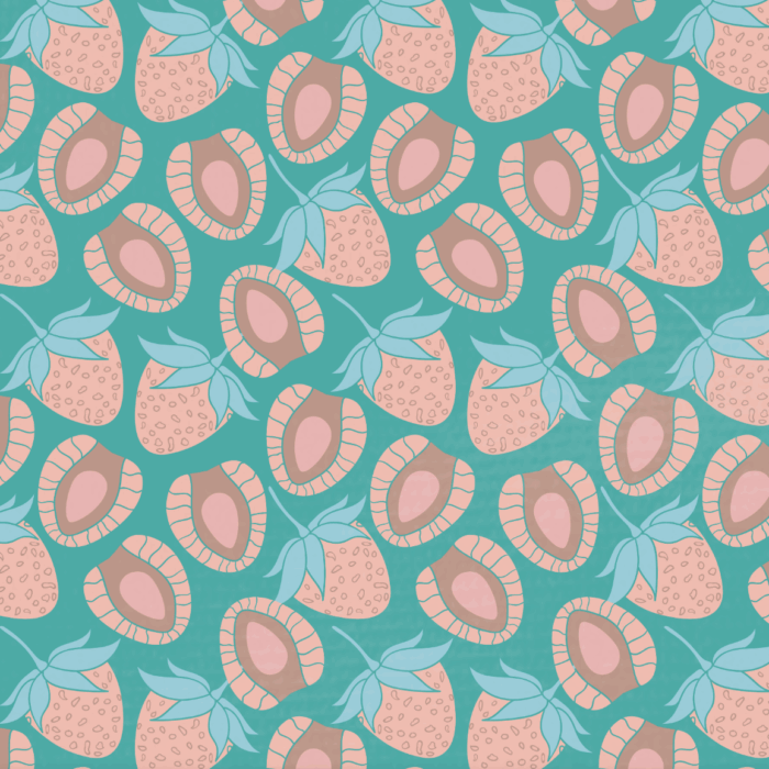 Tissu Imprimé Fraises Turquoise, 10 tissus au choix
