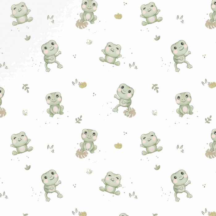 Tissu Imprimé Grenouille Adorable Blanc, 10 tissus au choix