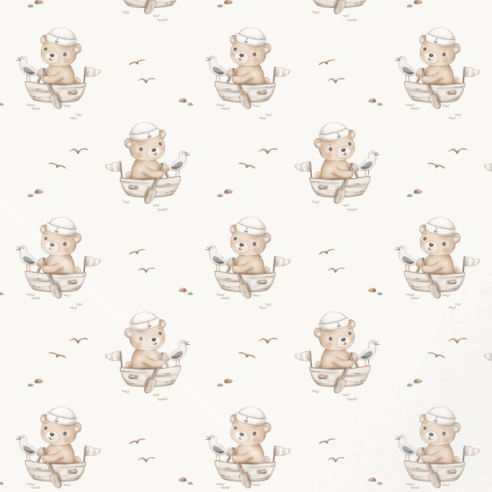 Tissu Imprimé Ourson Petit Bateau, 4 coloris et 10 tissus au choix