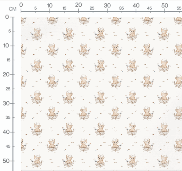 Tissu Imprimé Ourson Petit Bateau, 4 coloris et 10 tissus au choix – Image 3