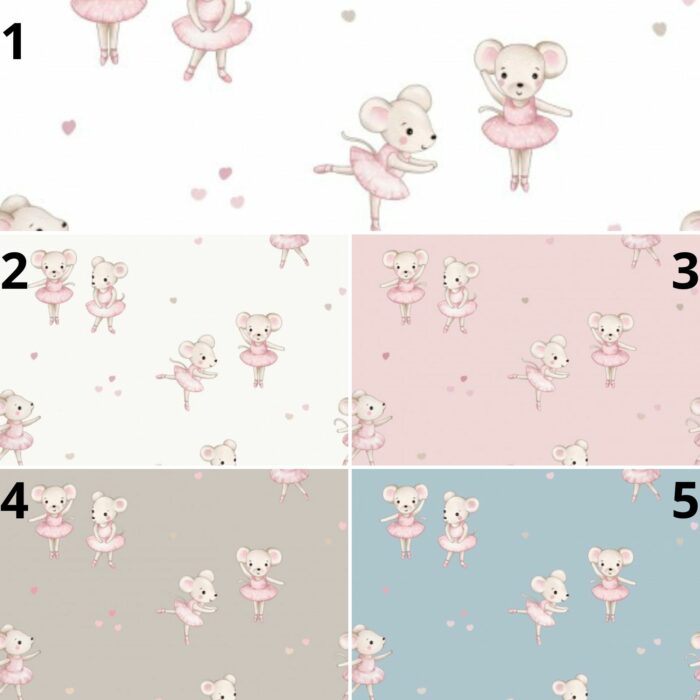 Tissu Imprimé Petite Souris Danse, 5 coloris et 10 tissus au choix – Image 4