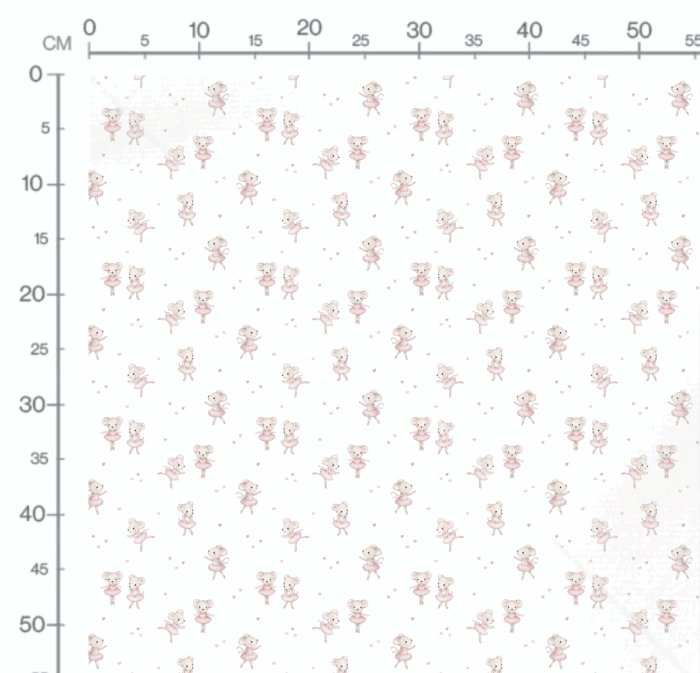 Tissu Imprimé Petite Souris Danse Blanc, 10 tissus au choix – Image 2