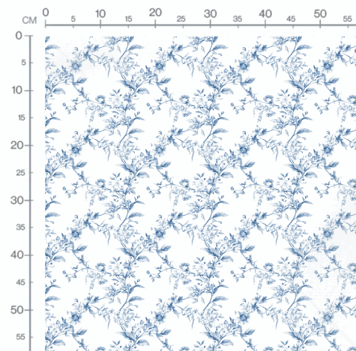 Tissu Inspiration Toile de Jouy Fleurs Delicatesse Bleu, 11 tissus au choix – Image 3