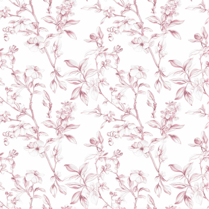 Tissu Inspiration Toile de Jouy Fleurs Printemps Rose, 11 tissus au choix