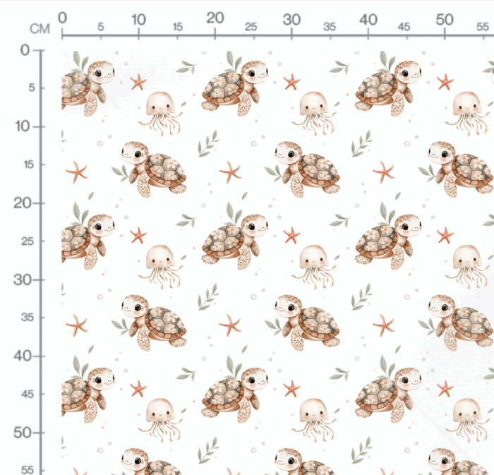 Tissu Imprimé Tortue Fleur Feuille, 10 tissus au choix – Image 2
