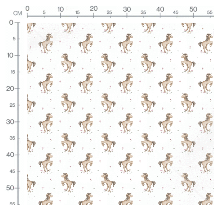 Tissu Imprimé Cheval Joyeux Fleurs Blanc, 10 tissus au choix – Image 2