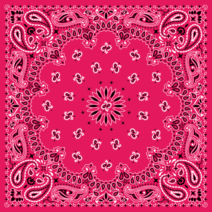 Tissu Imprimé Bandana Paisley 14 Framboise Carré, 10 tissus au choix