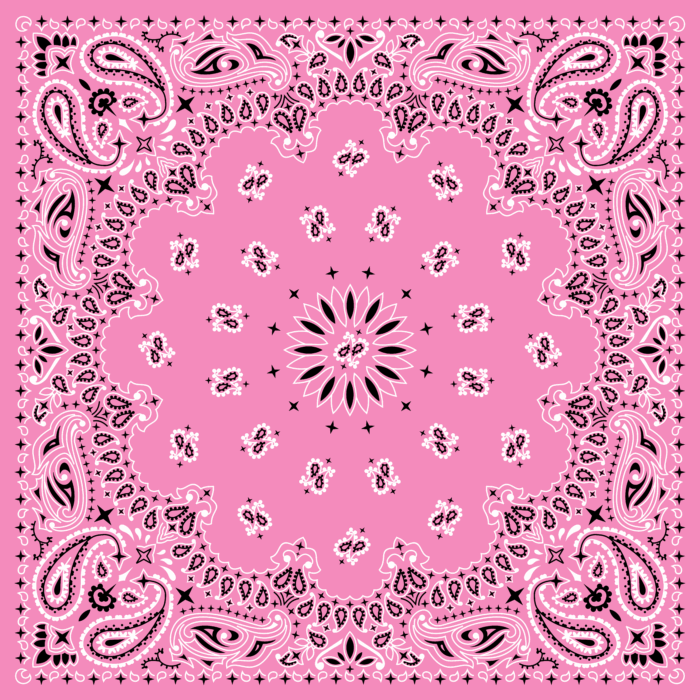 Tissu Imprimé Bandana Paisley 17 Rose Carré, 10 tissus au choix