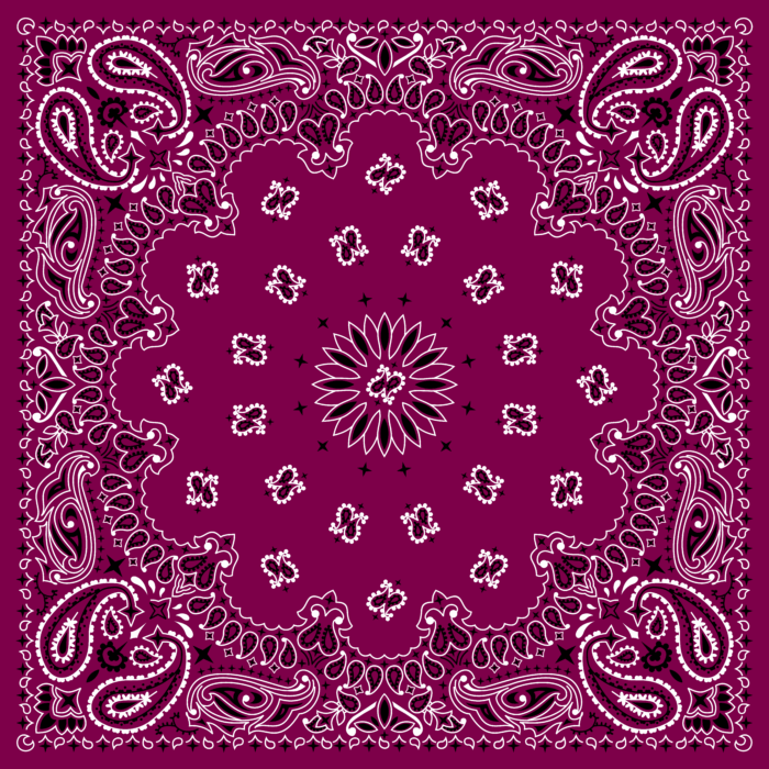 Tissu Imprimé Bandana Paisley 02 Bordeaux Carré, 10 tissus au choix